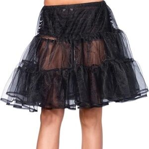Leg Avenue Black Knee Length Petticoat Skirt One Size NEW!